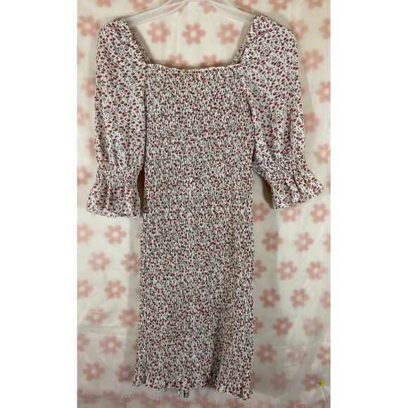 Blush J‎ Floral Smocked Bodycon Dress Puff Sleeves Romantic Spring Summer - Picture 5 of 5